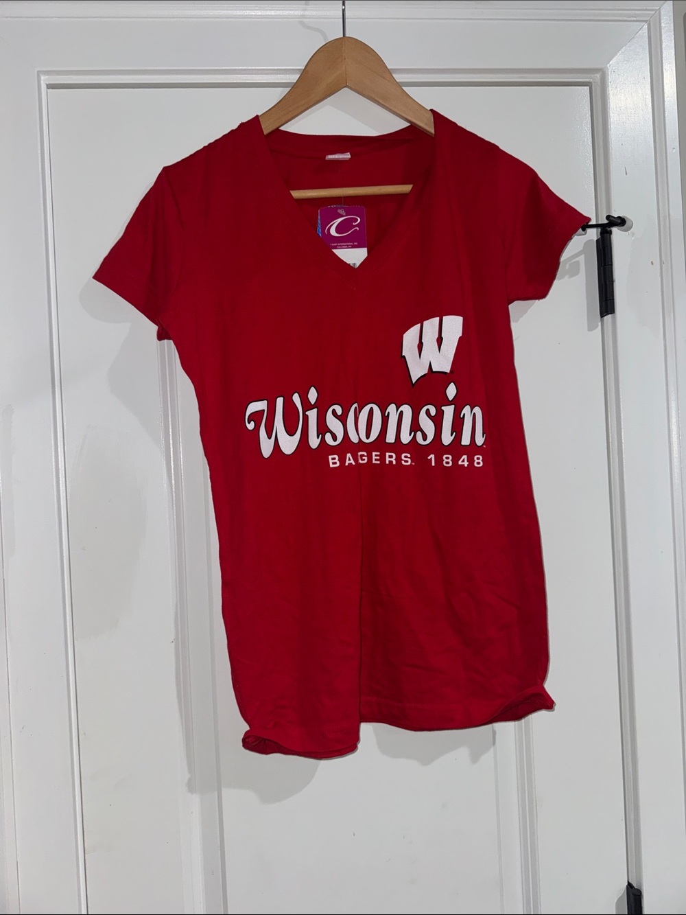 Wisconsin Red V-Neck Short Sleeve Tee